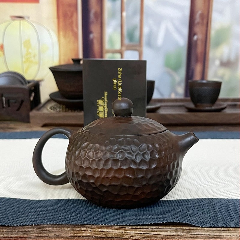 Ručni rezbareni čajnik od ljubičaste pijeska s udarnim uzorkom, Fengming Xishi motiv, Gongfu čajni set