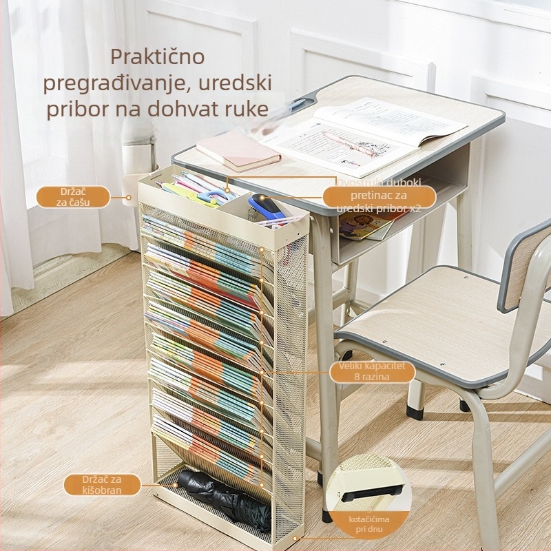 Wusheng metalni knjižni stalak za učionicu, pokretni držač za knjige