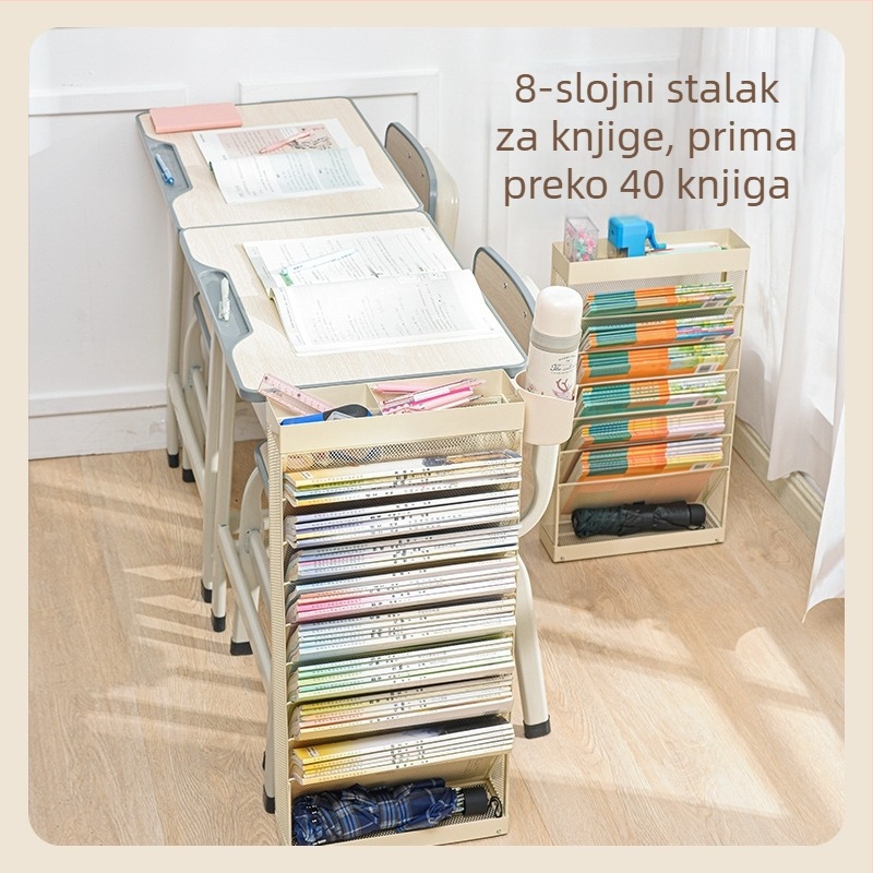 Wusheng metalni knjižni stalak za učionicu, pokretni držač za knjige