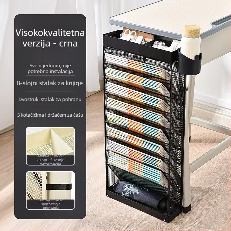 Wusheng metalni knjižni stalak za učionicu, pokretni držač za knjige
