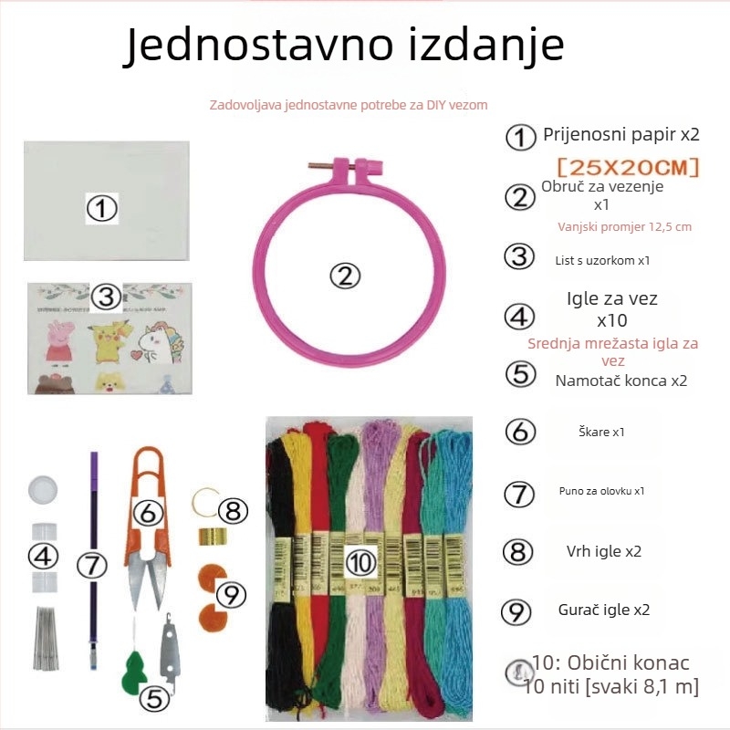 DIY komplet za početnike u broderiji: izrada na odjeći, tkaninska umjetnost za parove