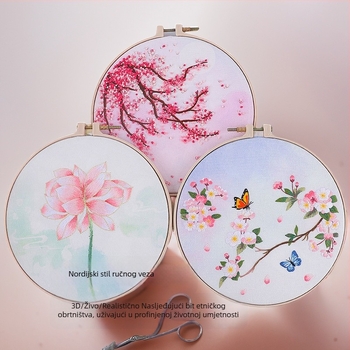 DIY komplet za šivanje za početnike u skandinavskom stilu s motivom trave i lišća, Suzhou vezeno, potpuno ručno izrađeno