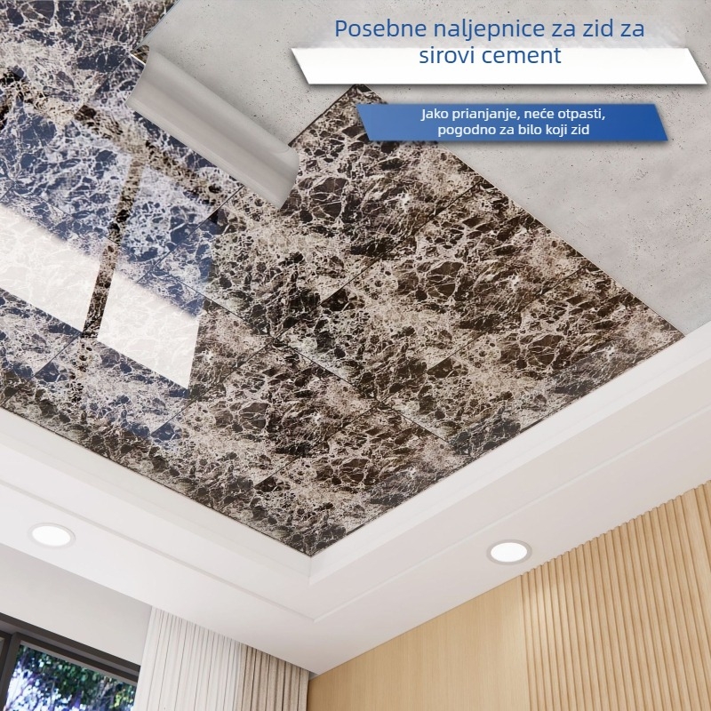 Samoljepljiva stropna tapeta s mramornim pozadinom — vodootporna i otporna na vlagu obloga za renovaciju