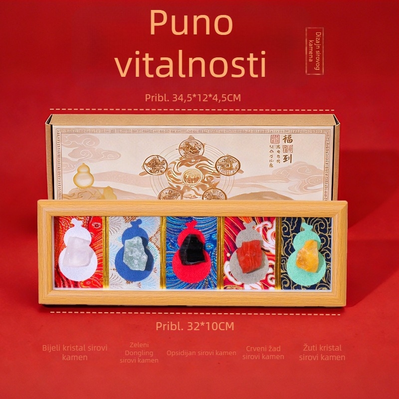 Foto okvir u obliku tikve od prirodnog kristala, talisman za sreću i bogatstvo, sirovi ljubičasto-žuti kristal, dekor stol