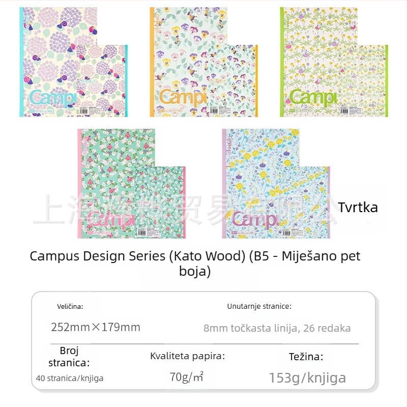 Kokuyo Campus bilježnica s temom voća, 8 mm bodovna mreža i linije, format A5/B5