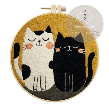 DIY komplet Punch Needle i Rug Punch - pamuk, crtani motiv, moderni minimalistički stil