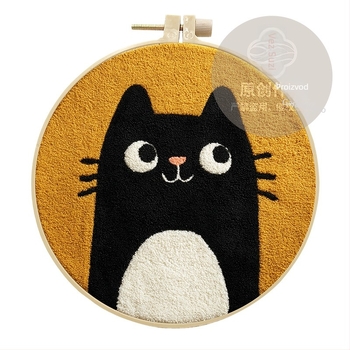 DIY komplet Punch Needle i Rug Punch - pamuk, crtani motiv, moderni minimalistički stil