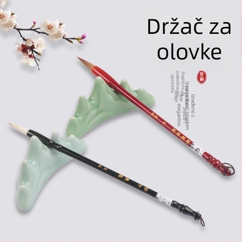 Keramički držač za četke sa držačem olovke, papirnim utegom i ravnalom