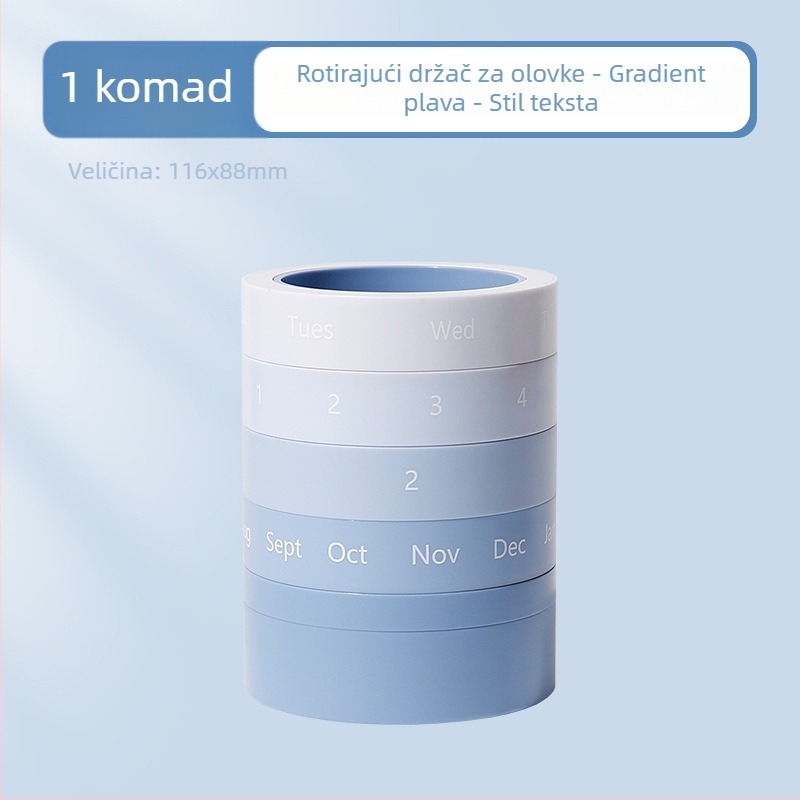 Rotirajući držač olovaka s vječnim kalendarom u gradijentnim bojama – kreativan stolni ukras za učenike