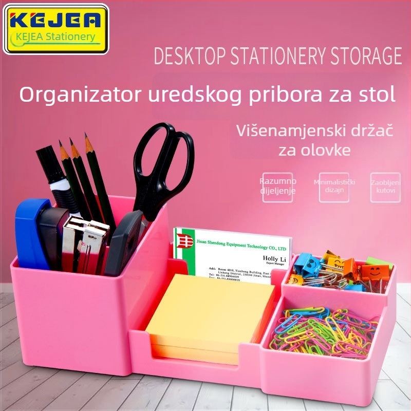 Kvadratni organizator za olovke i kozmetiku s nagibnim pretincem za studentske potrepštine