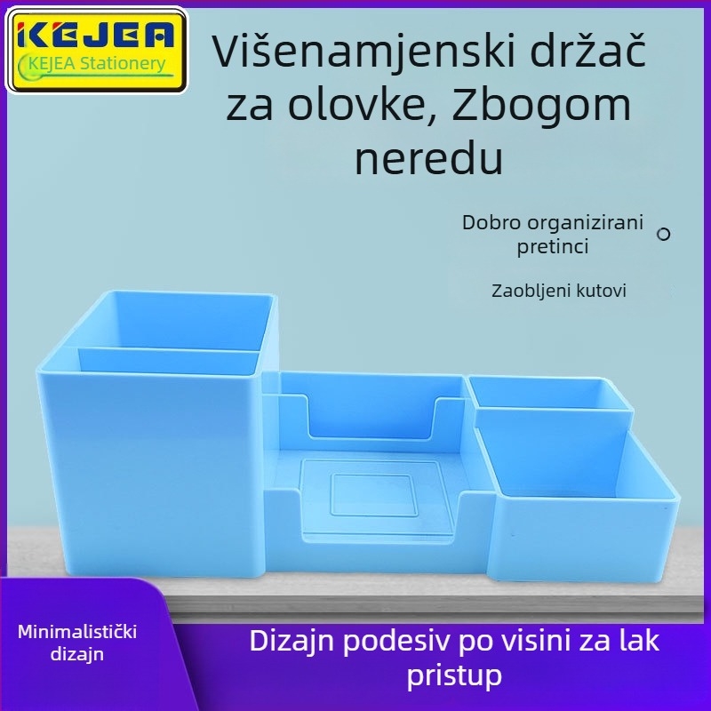 Kvadratni organizator za olovke i kozmetiku s nagibnim pretincem za studentske potrepštine