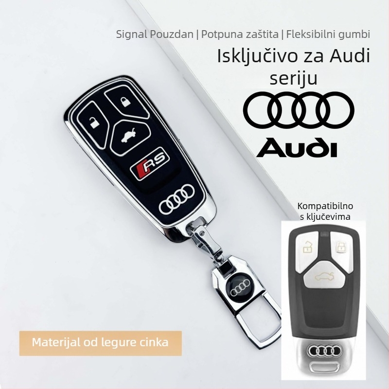 Pokrov ključa iz cinkove zlitine, kompatibilan s Audi – premium dodatak unutrašnjosti automobila, unisex privjesak za ključeve, novi stil