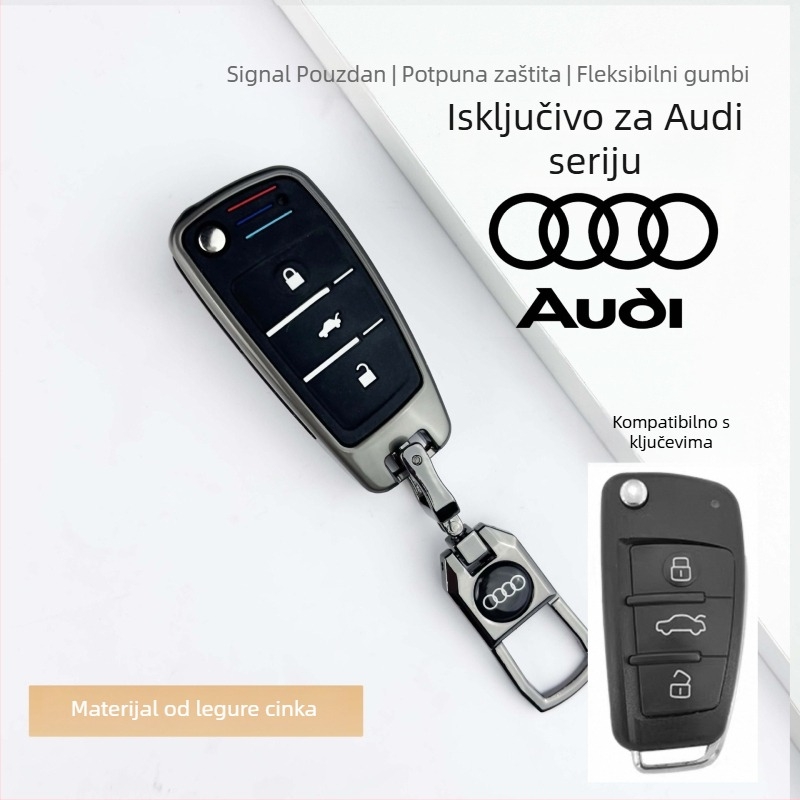 Pokrov ključa iz cinkove zlitine, kompatibilan s Audi – premium dodatak unutrašnjosti automobila, unisex privjesak za ključeve, novi stil