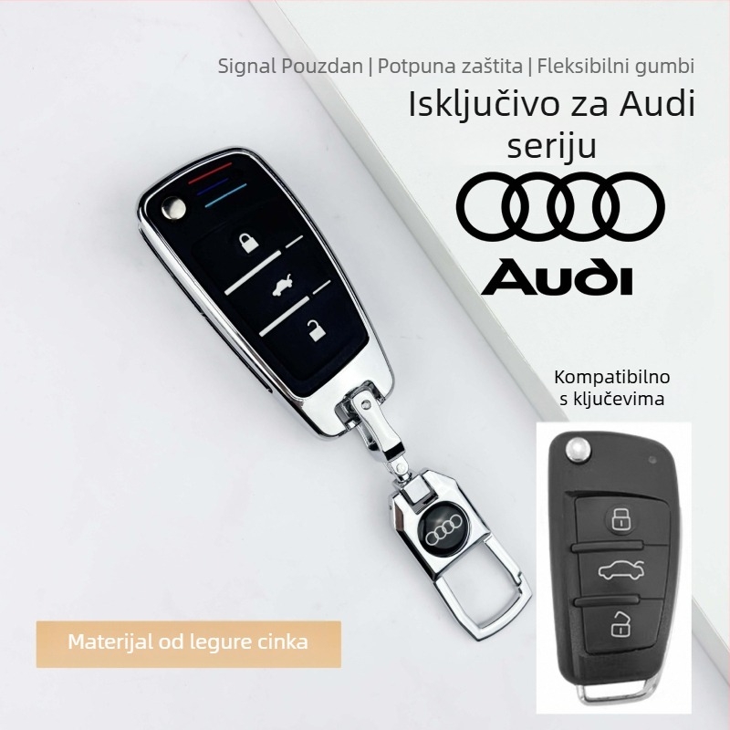 Pokrov ključa iz cinkove zlitine, kompatibilan s Audi – premium dodatak unutrašnjosti automobila, unisex privjesak za ključeve, novi stil