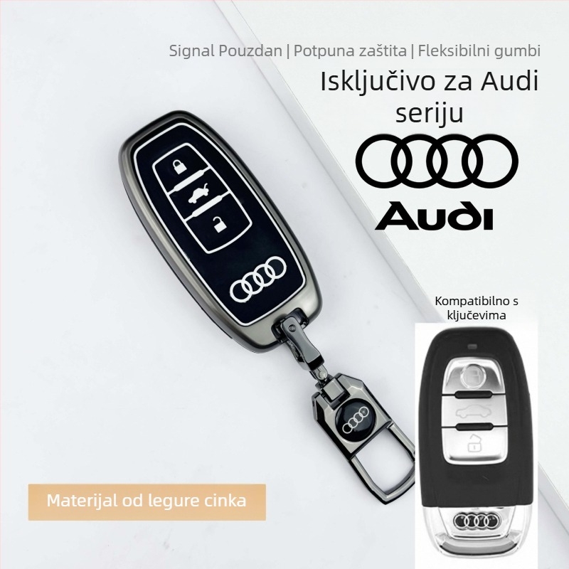 Pokrov ključa iz cinkove zlitine, kompatibilan s Audi – premium dodatak unutrašnjosti automobila, unisex privjesak za ključeve, novi stil