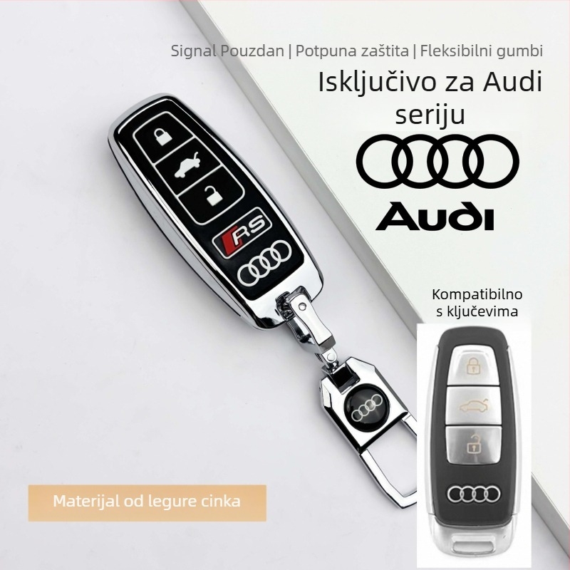 Pokrov ključa iz cinkove zlitine, kompatibilan s Audi – premium dodatak unutrašnjosti automobila, unisex privjesak za ključeve, novi stil