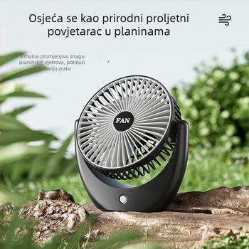 USB stolni ventilator s ugrađenom baterijom, tih i prenosiv, 3 brzine