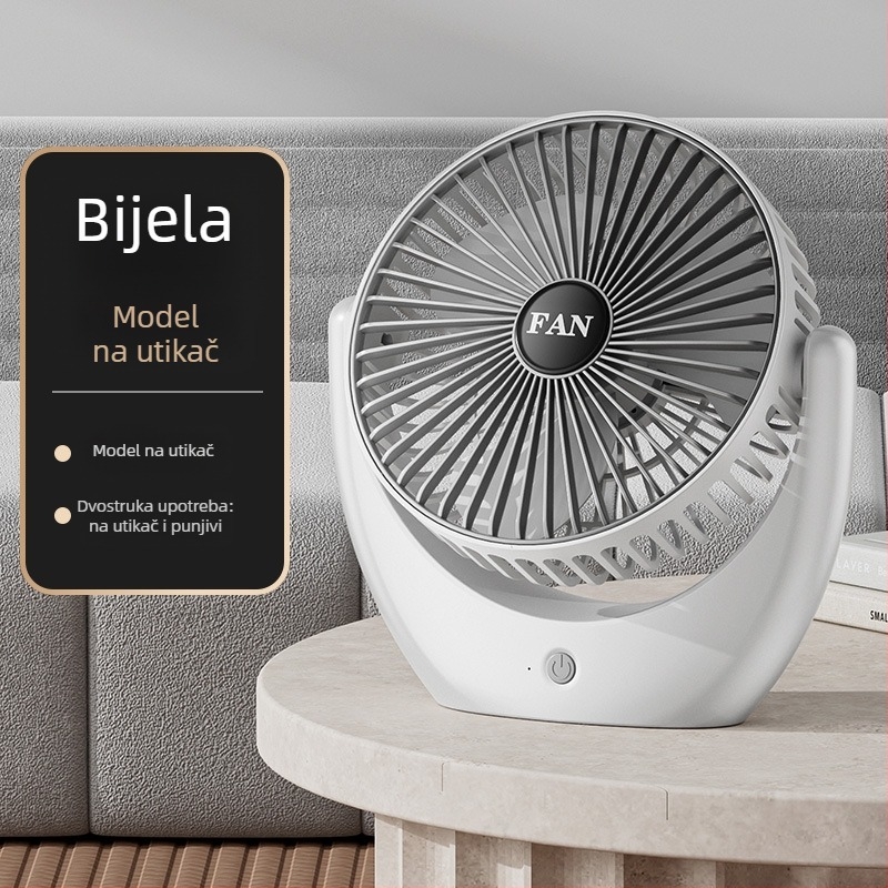 USB stolni ventilator s ugrađenom baterijom, tih i prenosiv, 3 brzine