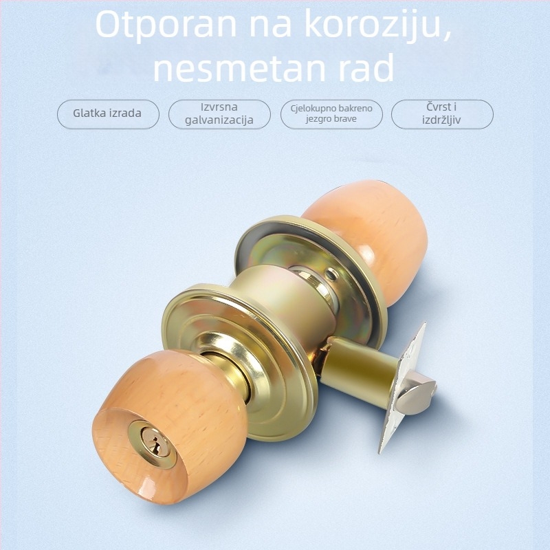 Brava od bukovog drveta s kugličnim mehanizmom za unutarnja vrata – univerzalna za spavaću sobu i kupaonicu