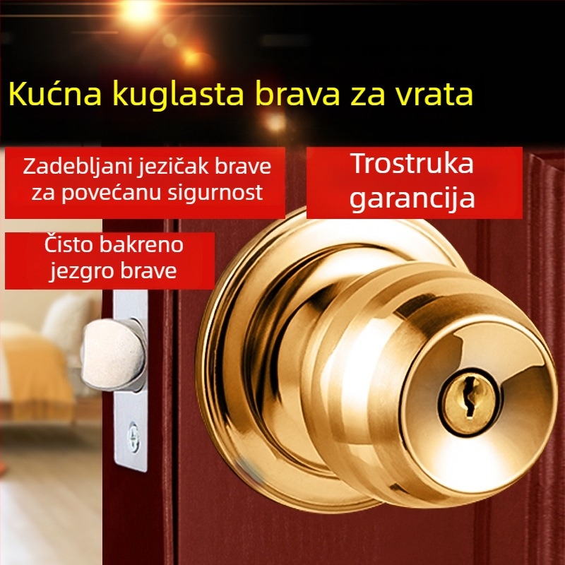 Brava od bukovog drveta s kugličnim mehanizmom za unutarnja vrata – univerzalna za spavaću sobu i kupaonicu