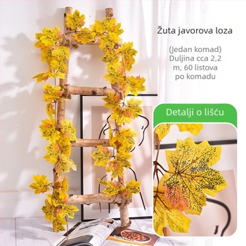Umjetna loza s crvenim listovima javora za dekoraciju cijevi klima uređaja na balkonu