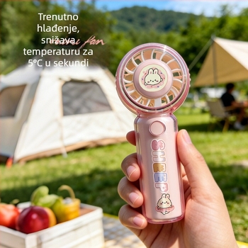 Prozirni ručni ventilator s crtićem slatkim ljubimcem, USB punjenje, kompaktni mini ventilator za studente