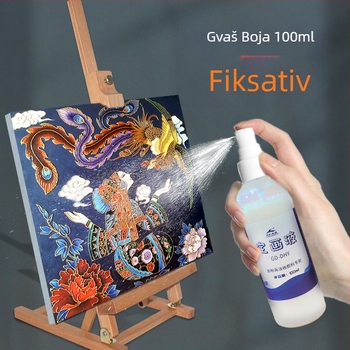 Voden sprej za fiksiranje praškaste slike – zaštita površine, tekućina za učvršćivanje akrilnih pigmenata, 100 ml, set od 24 boje