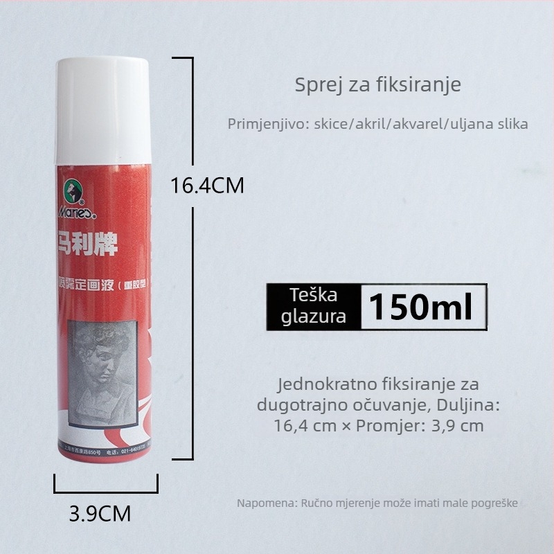 Voden sprej za fiksiranje praškaste slike – zaštita površine, tekućina za učvršćivanje akrilnih pigmenata, 100 ml, set od 24 boje