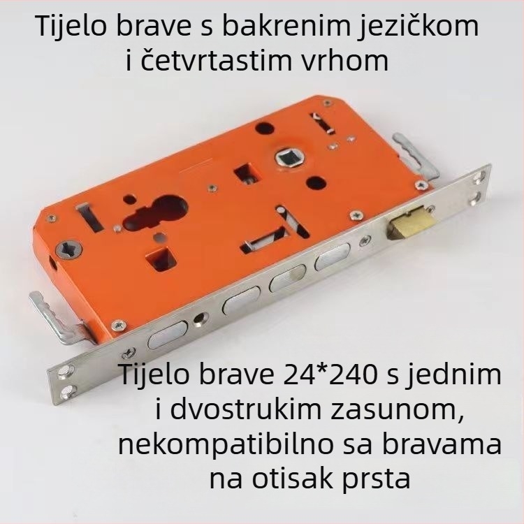 Bakarno tijelo brave za vrata, Univerzalno za lijevo i desno otvaranje, četverokutna ili okrugla glava brave, jezgra brave, minimalistički dizajn protiv provale