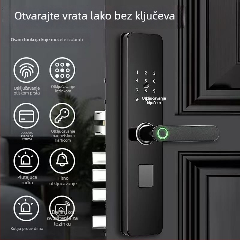 Pametna brava za kućna vrata s otiskom prsta i kodom
