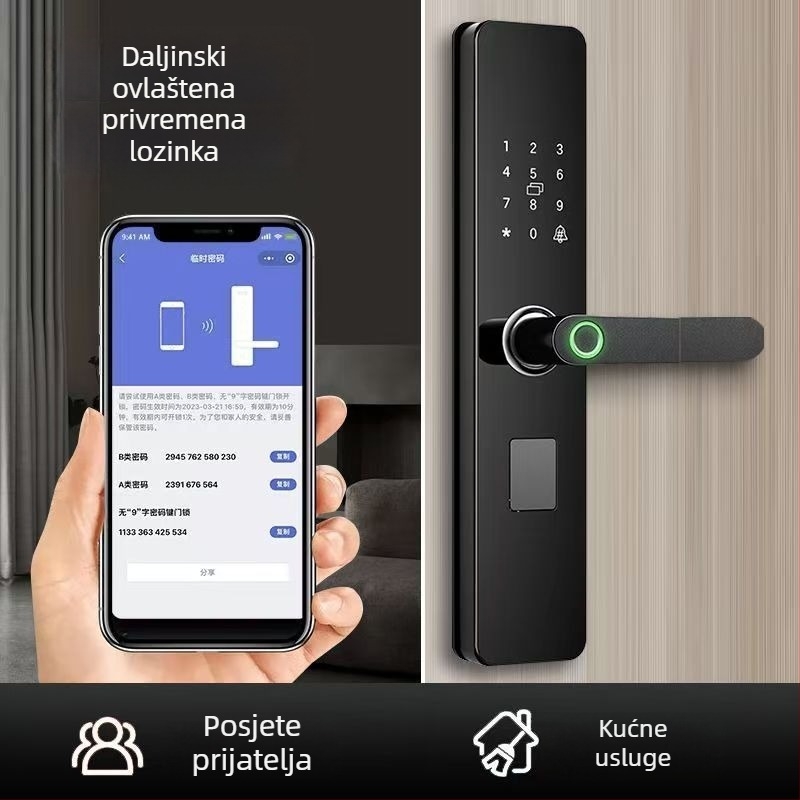 Pametna brava za kućna vrata s otiskom prsta i kodom