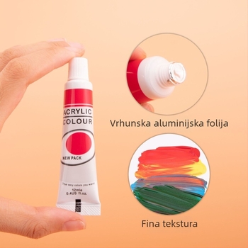Set od 12 boja akrilne i gouache boje za djecu za DIY crtanje