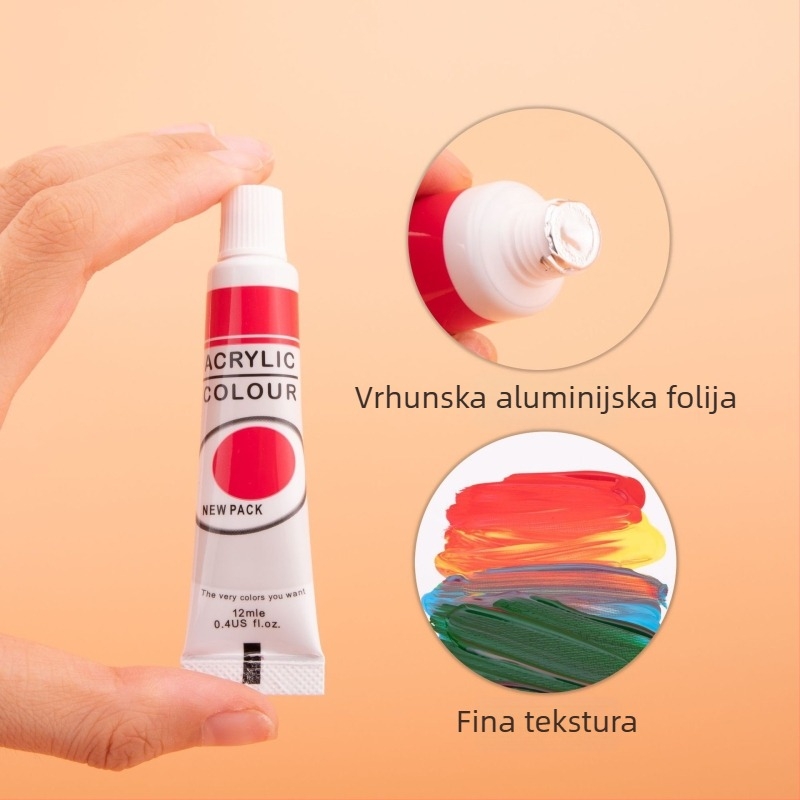 Set od 12 boja akrilne i gouache boje za djecu za DIY crtanje