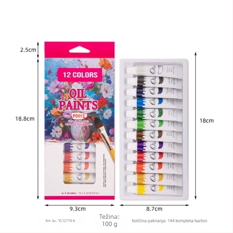Set od 12 boja akrilne i gouache boje za djecu za DIY crtanje