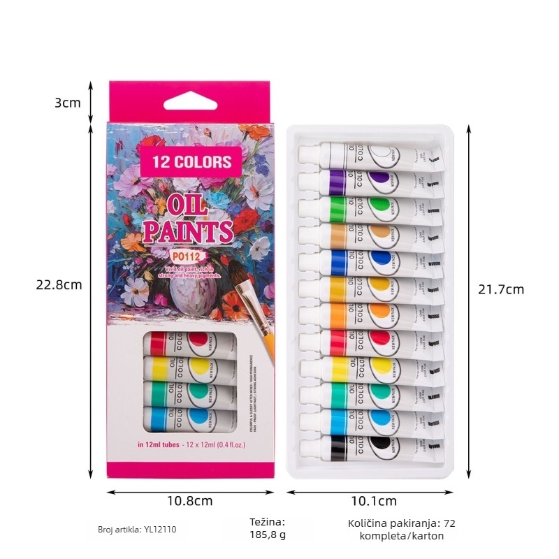 Set od 12 boja akrilne i gouache boje za djecu za DIY crtanje