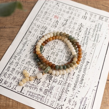 Bodhi perle od Bodhi sjemena, 108 perli, abakus stil, ručno izrađene, prirodni istrošeni materijal Bodhi korijen cilindrične perle za ogrlicu