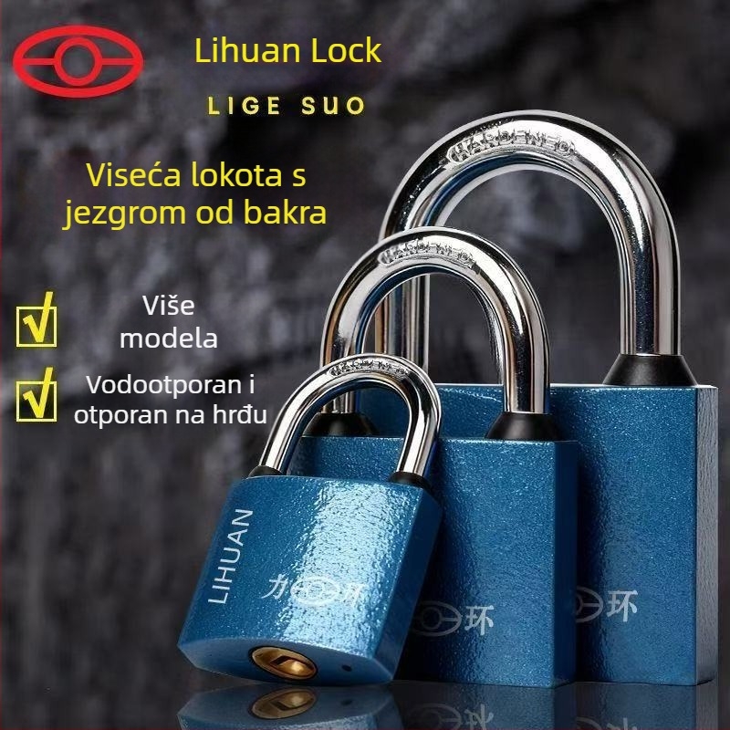 Lakat s bakrenim jezgrom, vodootporan i otporan na hrđu; otporan na provalu, za skladišta, vrata, studentske domove i ormariće.