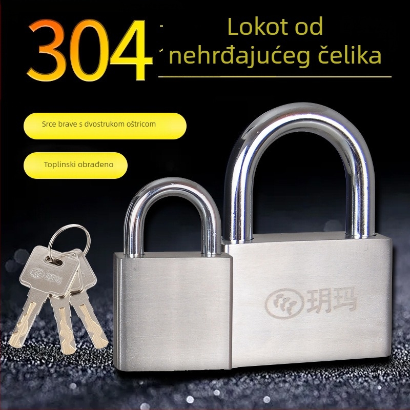 Yuemar inox čelični lokot, veličine 30/40/50, za vanjsku upotrebu, vodootporan i otporan na hrđu