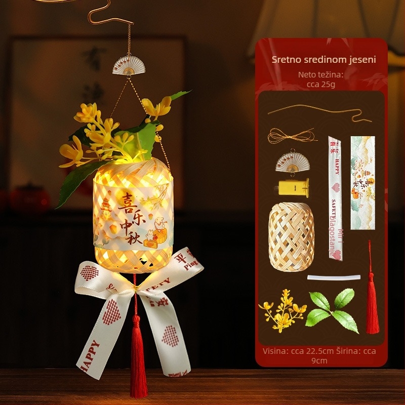 Ručni bambusni lampion u obliku zeca, svjetleći, mali okrugli lampion za djecu