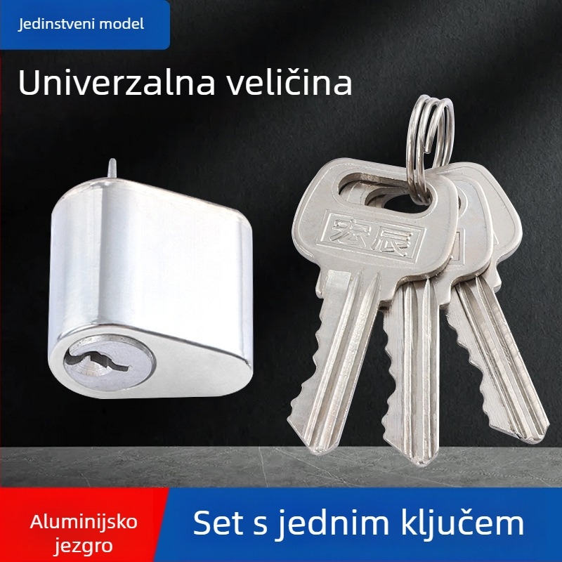 Protupožarna brava za vrata od nehrđajućeg čelika, univerzalni komplet s kvakom, kućištem brave i cilindrom od aluminij-cink legure