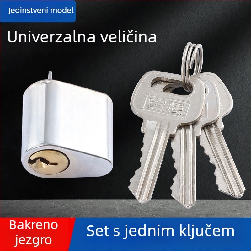 Protupožarna brava za vrata od nehrđajućeg čelika, univerzalni komplet s kvakom, kućištem brave i cilindrom od aluminij-cink legure