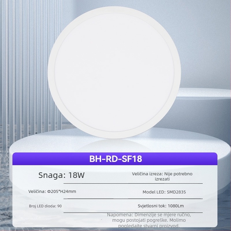 Ultra-tanki LED panel rasvjet s tri boje svjetla, površinsko montiran, s integriranim stropnim dizajnom za hodnike i urede.