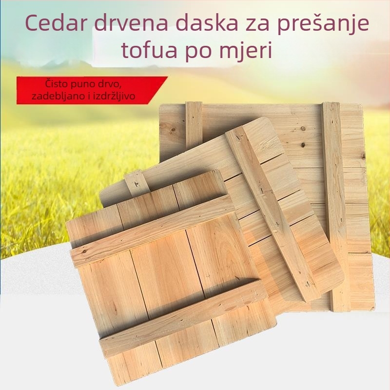 Ploča za prešanje tofua od cedrovog drveta, masivan drveni materijal, debela i izdržljiva, kalup za prešanje tofua, za kućnu i poslovnu upotrebu