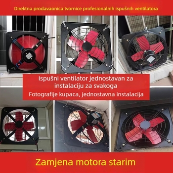 Kuhinjski ventilator za ispuš zraka, prozorsko ugradbeni, 12 inča, snažan i tih zidni ventilator