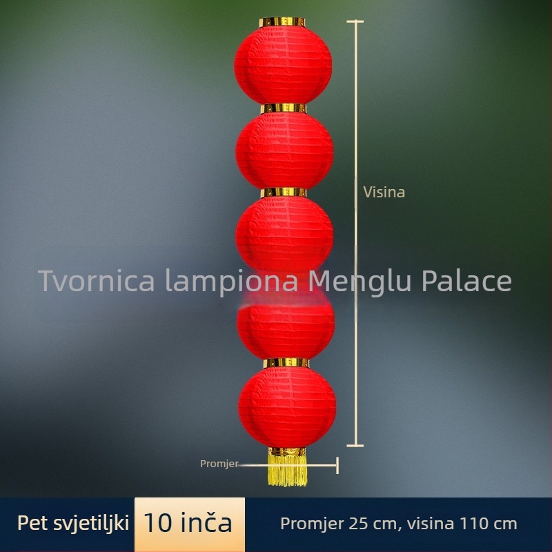 Vanjska vodootporna lanterna girlanda od crvenih okruglih lampiona od svilenog materijala, dekor za vjenčanja, Festival polujeseni i Dan državnosti