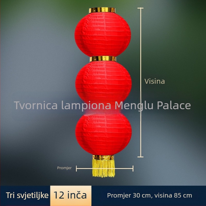 Vanjska vodootporna lanterna girlanda od crvenih okruglih lampiona od svilenog materijala, dekor za vjenčanja, Festival polujeseni i Dan državnosti