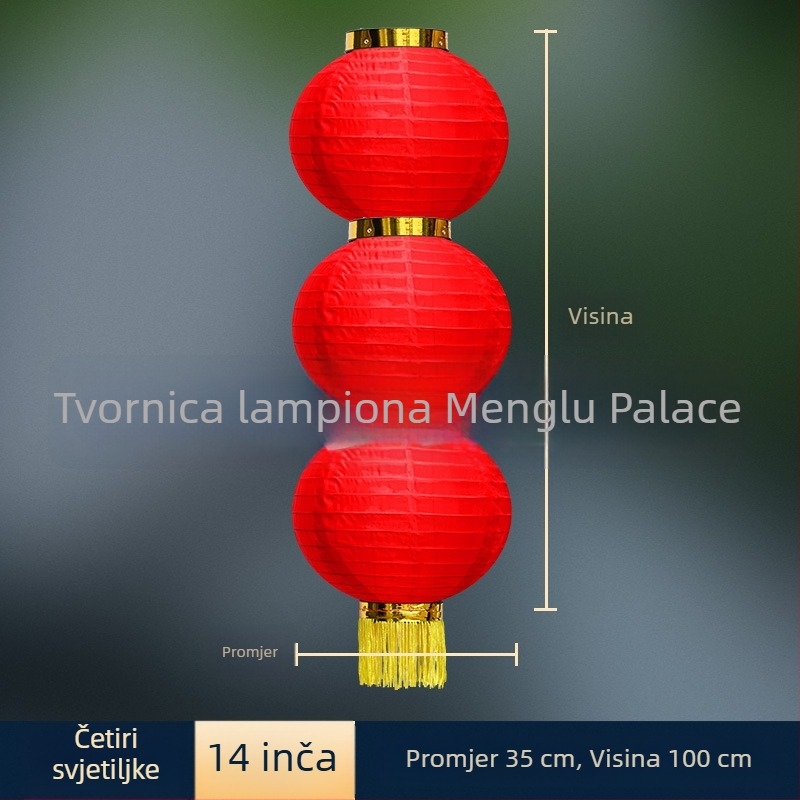 Vanjska vodootporna lanterna girlanda od crvenih okruglih lampiona od svilenog materijala, dekor za vjenčanja, Festival polujeseni i Dan državnosti