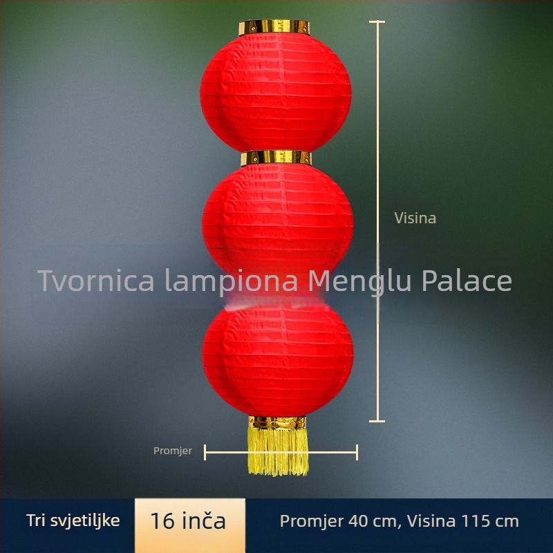 Vanjska vodootporna lanterna girlanda od crvenih okruglih lampiona od svilenog materijala, dekor za vjenčanja, Festival polujeseni i Dan državnosti