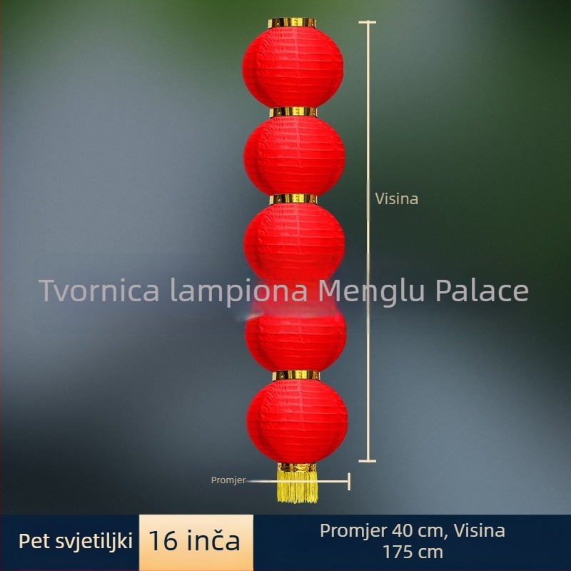 Vanjska vodootporna lanterna girlanda od crvenih okruglih lampiona od svilenog materijala, dekor za vjenčanja, Festival polujeseni i Dan državnosti