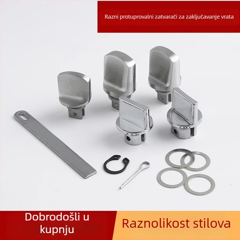 Set ručki za ulazna vrata od nehrđajućeg čelika: unutarnji mehanizam zaključavanja, zaštita od krađe i univerzalni pribor za vrata